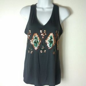 Pink Rose gray tank top with sequins size M